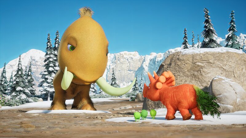 Ginger will herausfinden, warum das Kiwi-Mammut-Baby keinen Schritt weiter gehen mag. – Bild: ORF/​STUDIO 100 MEDIA