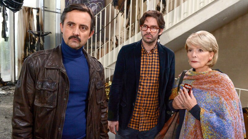 Harald Schrott (Siegfried Anzengruber), Manuel Witting (Jonas Kugler), Christiane Hörbiger (Henriette Frey). – Bild: ZDF und ORF/​Mona Film/​Oliver Roth