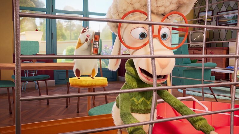 Billy findet sich im Käfig von Albert wieder, während dieser das Telefon hält. – Bild: KiKA/​KiKA/​Sixteen South/​Mikros Animation IP/​Tencent