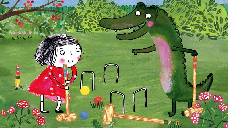 Rita weiß alles über Krocket, aber das Krokodil muss noch viel lernen. – Bild: rbb/​dansk tegnefilm