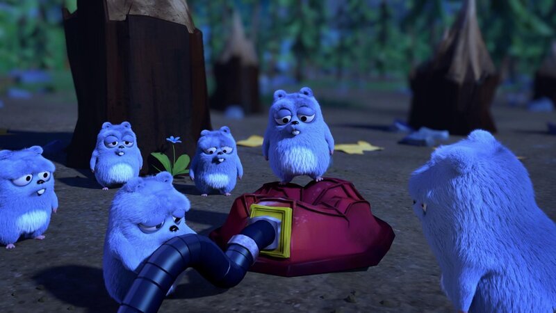 Blöderweise haben die Lemminge ihren schönen Blasebald zerstört, mit dem sie Grizzy ärgern wollten.  +++ – Bild: SUPER RTL /​ Camping in der Wildnis