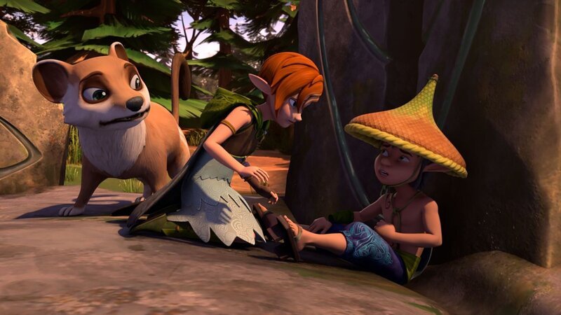 Nachdem der Dunkle Elf Roxor seinen Handschuh entrissen hat, verliert der seine Kräfte. – Bild: KiKA