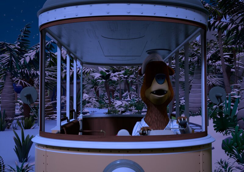 Langsam wird es Frühling und Balduins Winterschlaf wird immer leichter. In der langsamen Aufwachphase fängt der Bär Balduin an, im Schlaf zu wandeln. Dabei stellt er die merkwürdigsten Dinge an. – Bild: ZDF/​Grid Animation, TELEGAEL