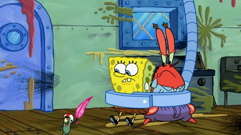 L-R: Plankton, SpongeBob, Mr. Krabs. – Bild: ViacomCBS