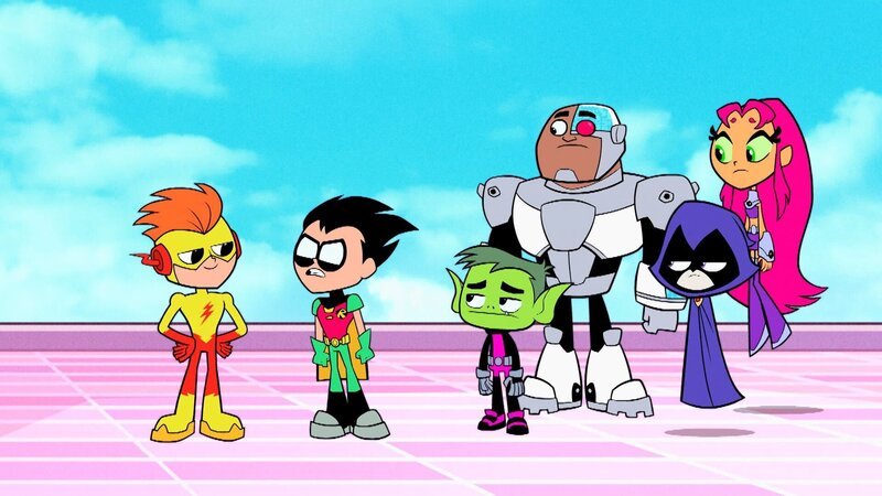 v.li.: Kid Flash, Robin, Beast Boy, Cyborg, Raven, Starfire – Bild: Cartoon Network