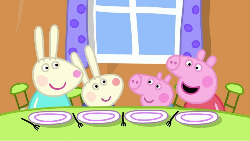 v.li.: Rebecca Rabbit, Richard Rabbit, George Pig, Peppa Pig – Bild: Paramount