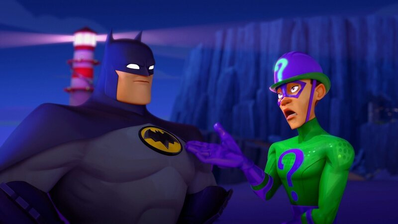 v.li: Batman, Riddler – Bild: Warner Bros. Entertainment Inc. BATWHEELS and all related characters and elements are ™ of DC