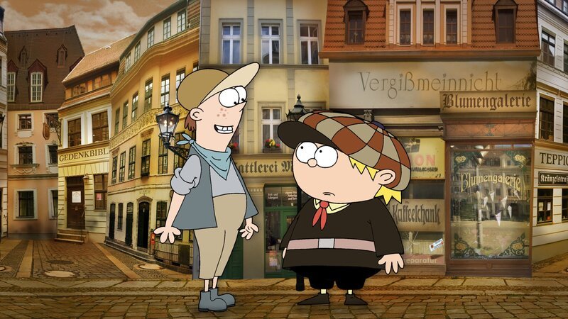 Kalli-Früher lernt Justav und Pauline kennen. – Bild: RBB/​MDR/​MotionWorks