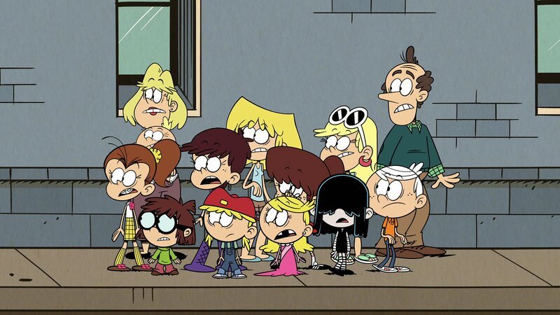 v.li.: Luan, Lily, Rita, Lisa, Luna, Lana, Lori, Lola, Lynn, Lucy, Leni, Lincoln, Lynn Sr. – Bild: Paramount