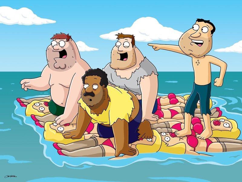 (v.l.n.r.) Peter Griffin; Cleveland Brown; Joe Swanson; Glenn Quagmire – Bild: Fox