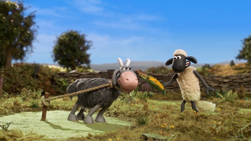 Von frischem Mais bekommt die Ziege nie genug. – Bild: WDR/​BBC/​Animation Ltd.