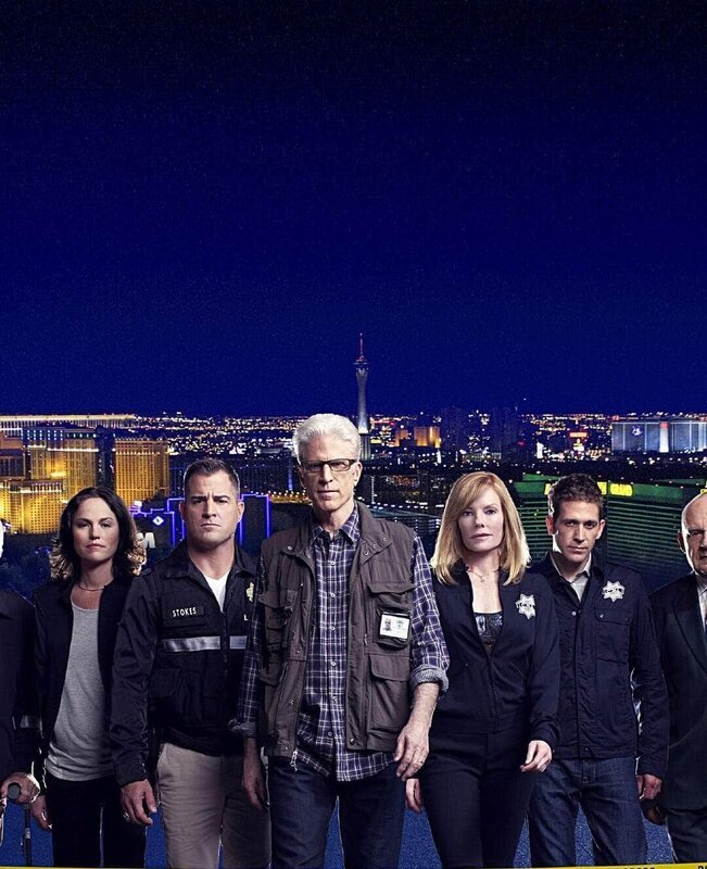 12. Staffel: Das CSI-Team (v.l.): Dr. Albert Robbins (Robert David Hall), Sara Sidle (Jorja Fox), Nick Stokes (George Eads), D.B. Russell (Ted Danson), Catherine Willows (Marg Helgenberger), Greg Sanders (Eric Szmanda) und Captain Jim Brass (Paul Guilfoyle). – Bild: MG RTL D