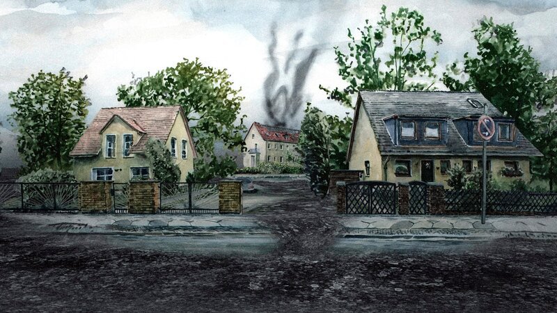 Der Bürgermeister eines Dorfes und seine Familie werden bedroht, weil er bereit ist, 40 Geflüchtete aufzunehmen.  Der animierte Dokumentarfilm von Jan Koester und Alexander Lahl erzählt die wahre Geschichte von Markus Nierth und seinem Wohnort Tröglitz, der 2015 zu trauriger Berühmtheit gekommen ist. – Bild: MDR/​mobyDOK/​Koester