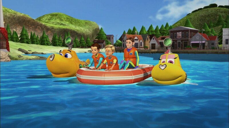 Gemeinsam mit Taucher Tom und seinen Neffen machen Timmy und Bess einen Ausflug. – Bild: KI.KA/​Mike Young Productions
