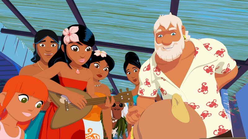 Die Dorfbewohner schauen erstaunt hinunter zu dem Baby. Zu wem gehört es wohl und wie sollen sie die Eltern ausfindig machen? – Bild: ZDF/​c Media Valley/​Marzipan Films/​TF1/​Gaumont Animation