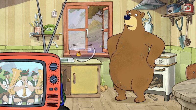 Dr. Brumm und Pottwal freuen sich, dass der Fernseher endlich wieder funktioniert. – Bild: rbb/​WunderWerk/​TRIKK 17