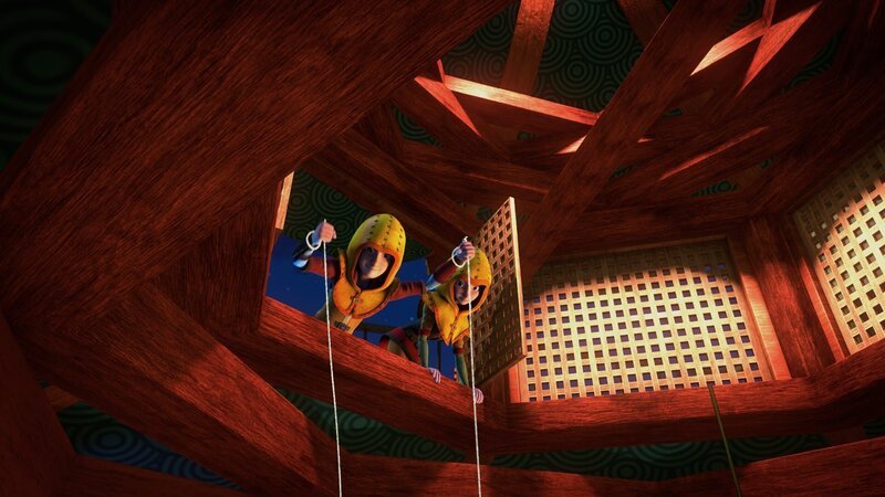 Leo und Lisa spielen Marionetten. – Bild: hr/​2020 Grupo Alcuni