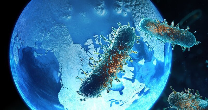 Die Erde wurde einst von flachem Urmeer bedeckt, in dem die ersten Mehrzeller entstanden. Der freigesetzte Sauerstoff löst die längste Eiszeit der Erdgeschichte aus. – Bild: ZDF /​ AdobeStock_631482320 /​ AdobeStock_971211133 /​ Tobias