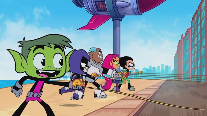 v.li.: Beast Boy, Raven, Cyborg, Starfire, Robin. – Bild: Warner Bros. Entertainment Inc.