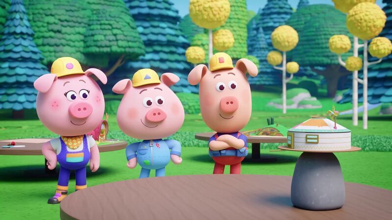 Klein, aber oho – die Werkel-Ferkel sind stolz auf ihr selbstgebautes Miniaturzelt. – Bild: ZDF/​XILAM ANIMATION/​CUBE CREATIVE PRODUCTIONS/​HORTA PRODUCTIONS