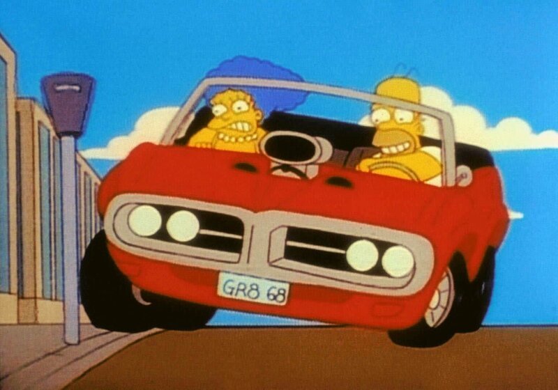 Homer macht in seinem neuen Wagen mit Marge eine riskante Spritztour. – Bild: ProSieben Media AG