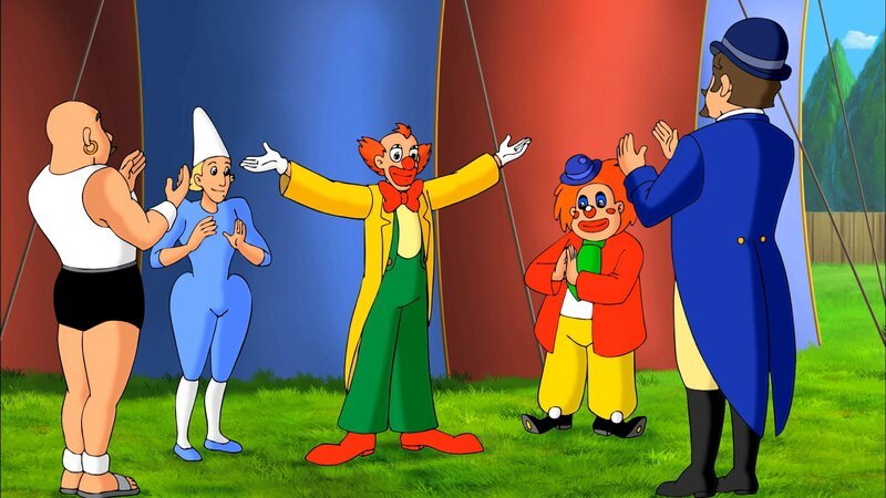 Papa Bernhard begeistert den Zirkusdirektor als Clown Bernardo. – Bild: ZDF/​Kiddinx-Berlin