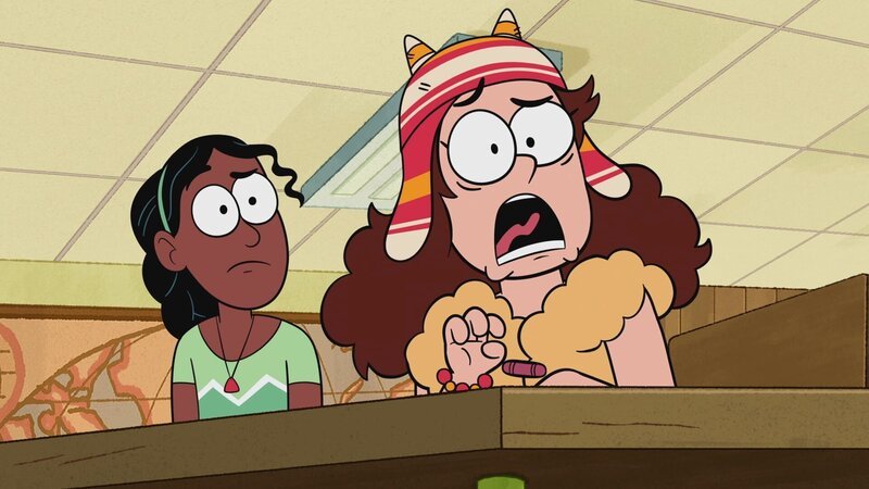 Als Gigi (rechts) vom Schulgeist erfährt, bekommt sie Panik. – Bild: KiKA /​ Daily Madness Limited /​ Miam! Animation /​ Thuristar /​ VRT-Ketnet