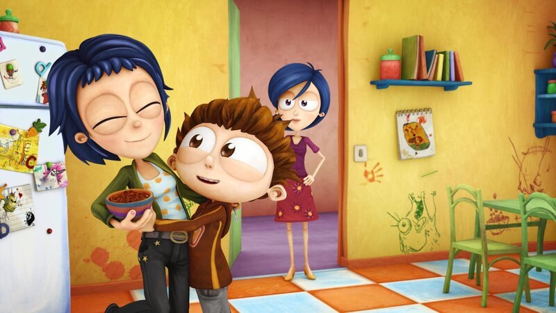 Angelos Mutter (r.) ist ein wenig verwirrt, dass sich ihre beiden Sprösslinge jetzt so gut verstehen. Aber ohne Streit geht der Tagesablauf schlichtweg einfacher von der Hand. – Bild: Cake Entertainment