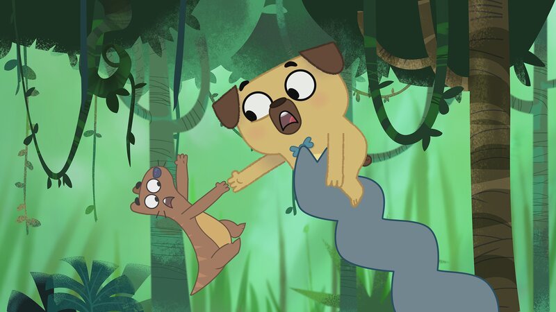 Henri und Puck retten Janine aus einer gefährlichen Lage. – Bild: KiKA/​Dog Loves Productions Limited 2020