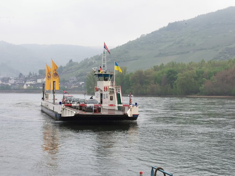 In den frühen Morgenstunden setzt die erste Fähre zwischen Lorch und Niederheimbach über den Strom. – Bild: ZDF und Anja Marx /​ real&fiction