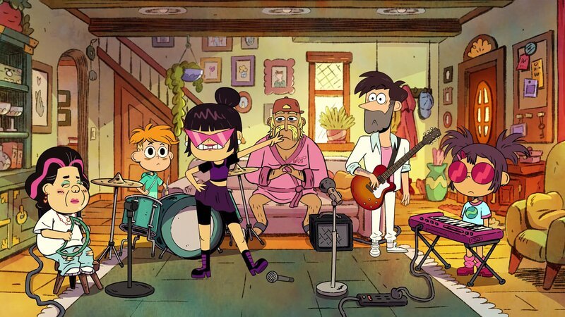 v.li.: Halmoni Pak, Jack Wylde, Min-Ju Pak, Chuck, Will Wylde, Lily Pak – Bild: Paramount