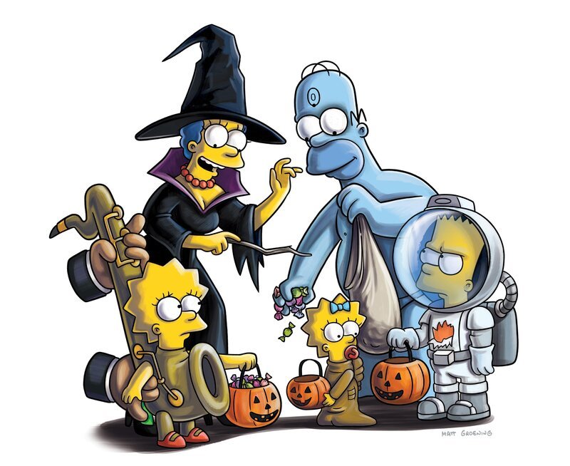 „TREEHOUSE OF HORROR XXII“ – Gruselige Geschichten mit Lisa (l.), Marge (2.v.l.), Maggie (M.), Homer (2.v.r.) und Bart (r.) Simpson … – Bild: und TM Twentieth Century Fox Film Corporation