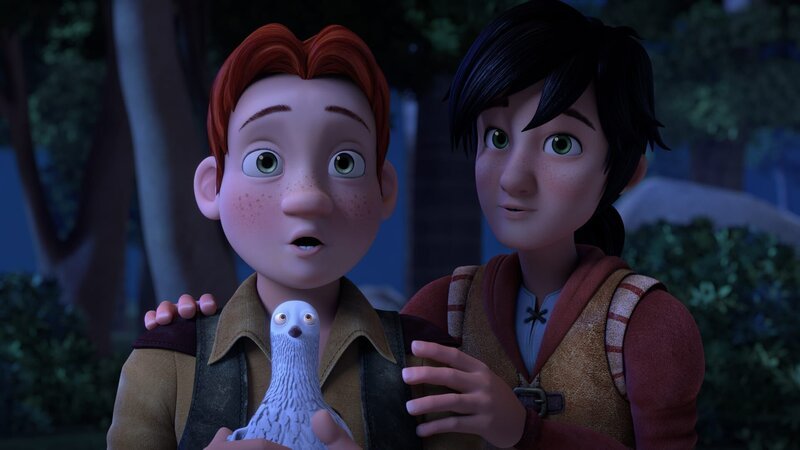 Lollo (links) mit Brieftaube und Leo (rechts) – Bild: HR/​Grupo Alcuni