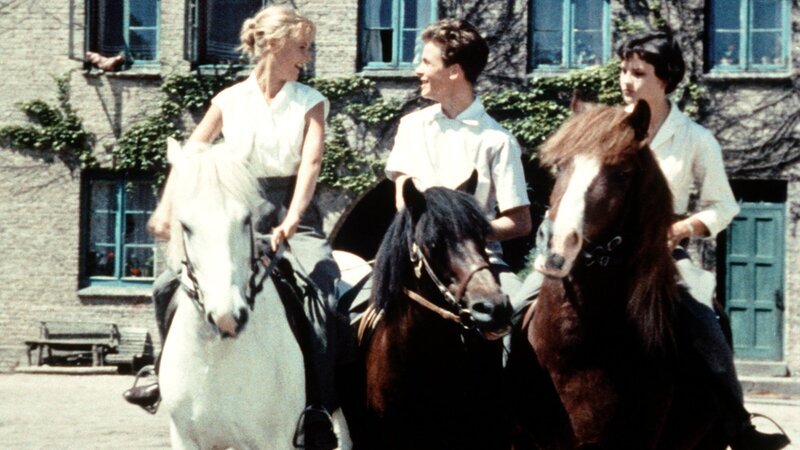 Dalli (Heidi Brühl, li.), Ethelbert (Mathias Fuchs) und Dick (Angelika Meissner, re.) auf dem Weg in die Stadt. – Bild: ZDF und ARD Degeto