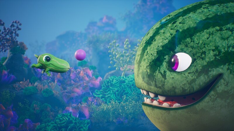 Auch Unterwasser-Vegesaurier mögen Ballspiele. – Bild: ZDF und Cheeky Little Media