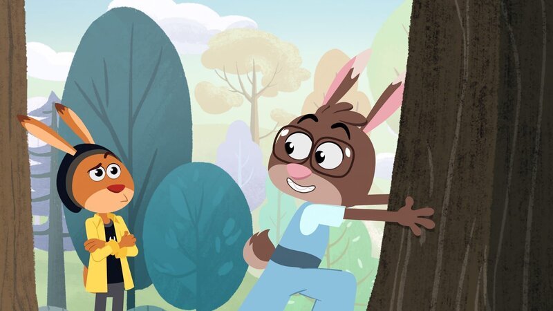Bäume umarmen? Max bleiben Landhasen wie Hansi ein Rätsel. – Bild: SWR/​Akkord Film/​KiKA/​NDR/​HR/​SERU Animarion/​2 Minutes SAS/​FormArt Dakor Bt.