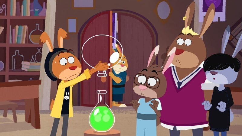 Hansi, Chester, Kela und Anthea sind besorgt. Bekommt Max den Elefanten-Hirn-Trank hin? – Bild: SWR/​Akkord Film/​SWR/​KiKA/​NDR/​HR/​SERU Animarion/​2 Minutes SAS/​FormArt Dakor Bt.