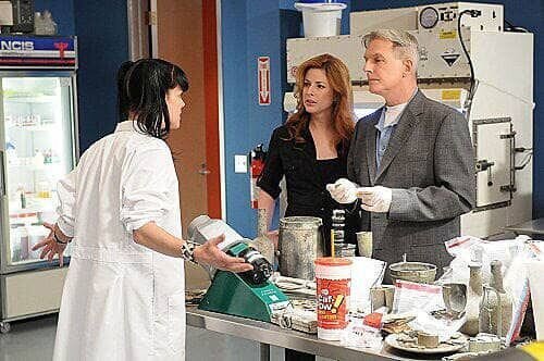 Gemeinsam versuchen Abby (Pauley Perrette, l.), Gibbs (Mark Harmon, r.) und Special Agent Abigail Borin (Diane Neal, M.) den Mord an US-Navy-Taucher Lieutenant Michael Jensen aufzuklären … – Bild: 4+