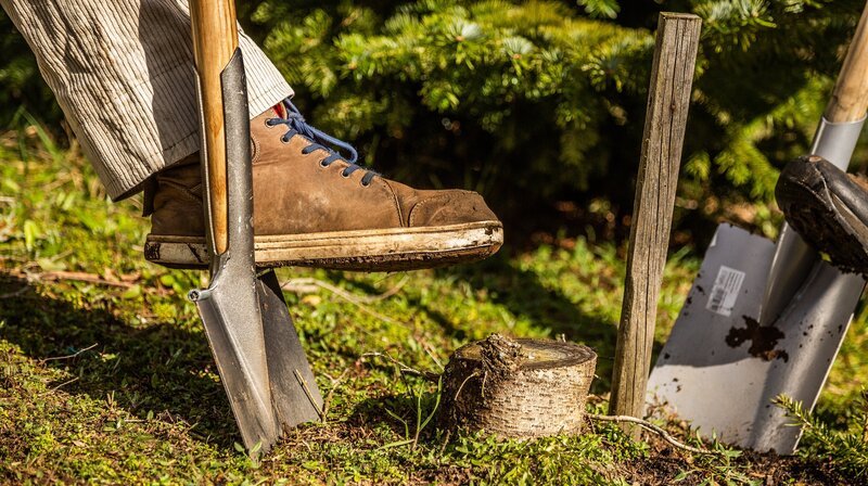 Der Spaten ist das wichtigste Werkzeug im Garten. – Bild: NDR/​Udo Tanske