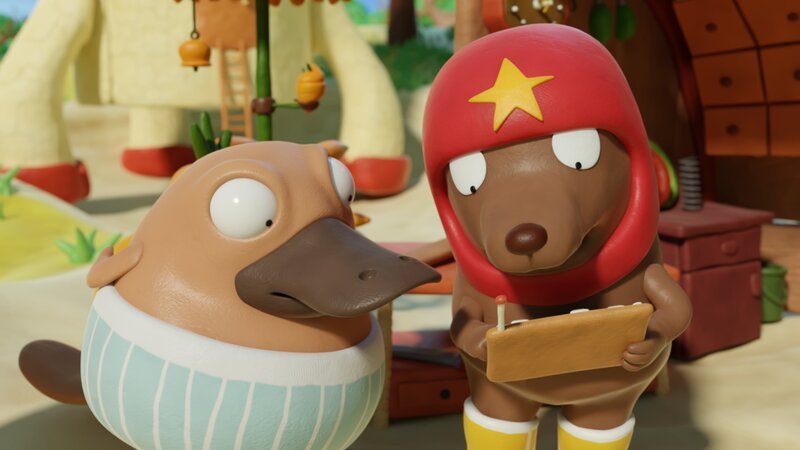 Nö-Nö lässt sich von Tüftel etwas zeigen. – Bild: hr/​Miam/​Autour de minuit