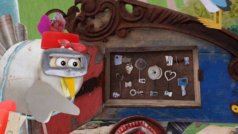 Henne Jette besitzt viele verschiedene Schlüssel. – Bild: KiKA/​Sixteen South