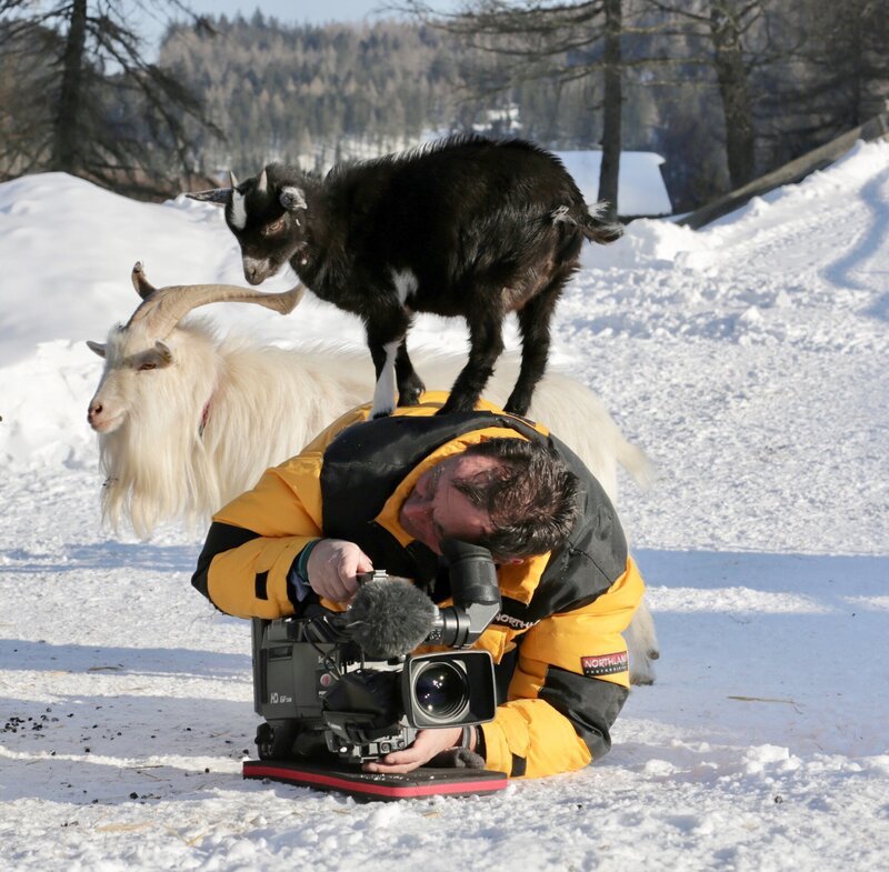 Kameramann Franz Posch wurde rasch in der Ziegenbande aufgenommen. – Bild: 3sat