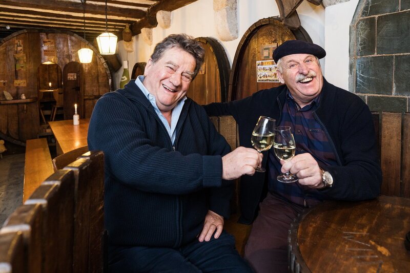 SRF bi de Lüt – Unser Dorf Twann Bruno Engel und Peter Feitknecht – Bild: SRF1