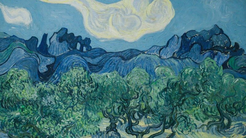 „Olivenbäume“ (1889) lässt die Landschaft durch Van Goghs leuchtende Farben und schwungvolle Pinselstriche lebendig werden. – Bild: ZDF und EXHIBITION ON SCREEN