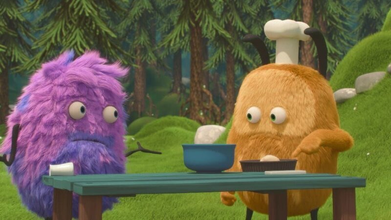 Kiwi fragt Strit, ob er den Teig angefasst hat. Strit tut unschuldig. – Bild: NDR/​Copenhagen Bombay Rights