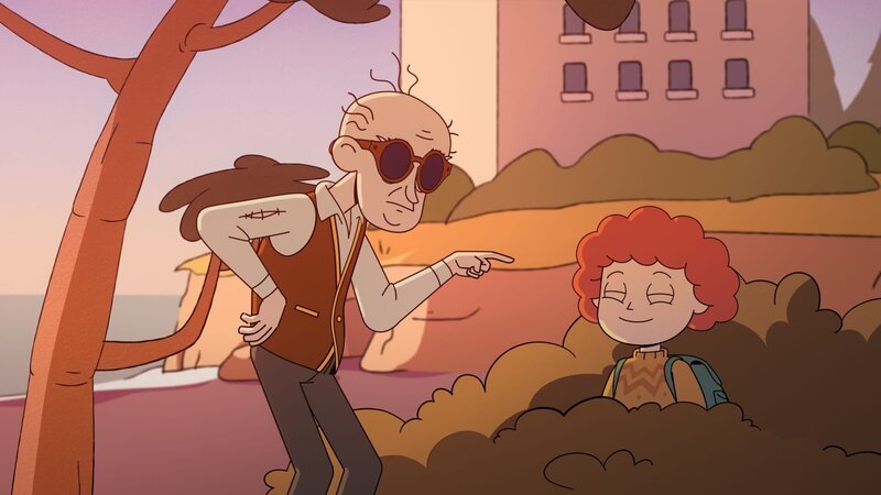 Albert rät Ormhildur, den verletzten Skoffin nicht mit nach Hause zu nehmen, denn der Blick eines Skoffins kann tödlich sein. – Bild: NDR/​Compass Films