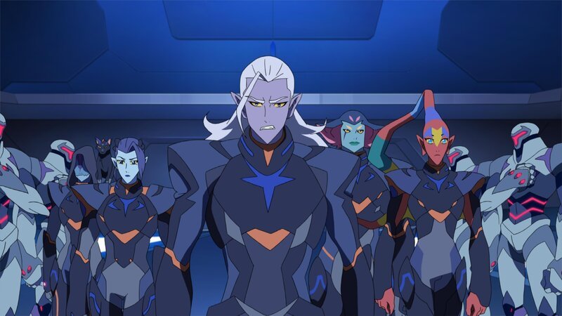 l-r: Nati, Acxa, Prince Lotor, Zethrid, Ezor – Bild: DreamWorks Voltron Legendary Defender /​ DreamWorks Animation LLC. /​ World Events Productions, LLC.