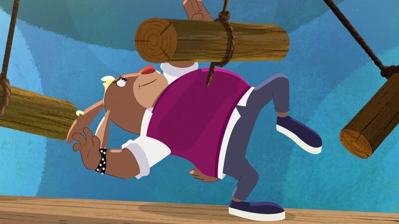 Der Chester-Booster zeigt Wirkung. Chester meistert den Parcours. – Bild: SWR /​ Akkord Film /​ KiKA /​ NDR /​ HR /​ SERU Animarion /​ 2 Minutes SAS /​ FormArt Dakor Bt.