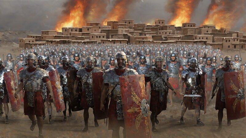Römische Soldaten, die um 66 n. Chr. nach Judäa entsandt wurden, um den jüdischen Aufstand niederzuschlagen. (Windfall Films Ltd) – Bild: Windfall Films Ltd