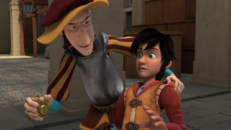 Räuber wollen Leo das Passier-Amulett stehlen. – Bild: HR/​Grupo Alcuni